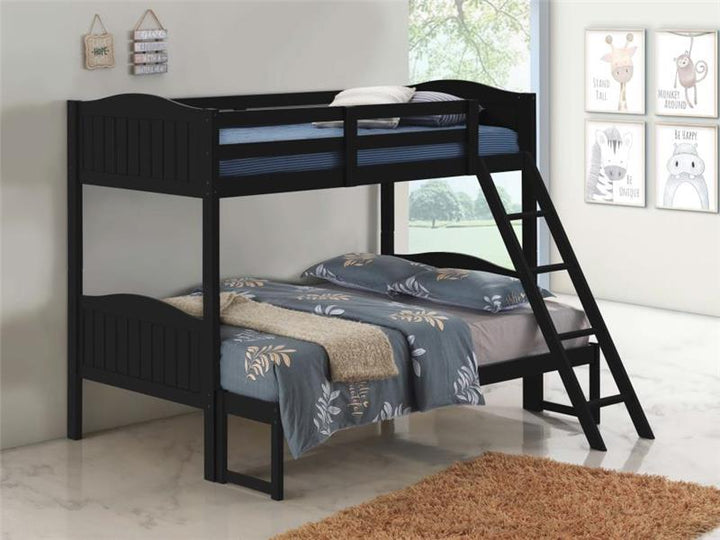 Arlo Twin Over Full Bunk Bed with Ladder Black (405054BLK)