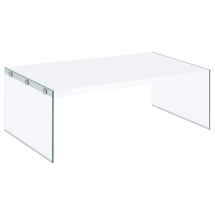 Opal Rectangular Coffee Table With Clear Glass Legs White High Gloss (704148)