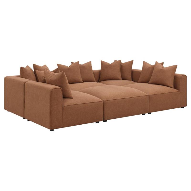 Jennifer 6-piece Upholstered Modular Sectional Terracotta (551591-SET)