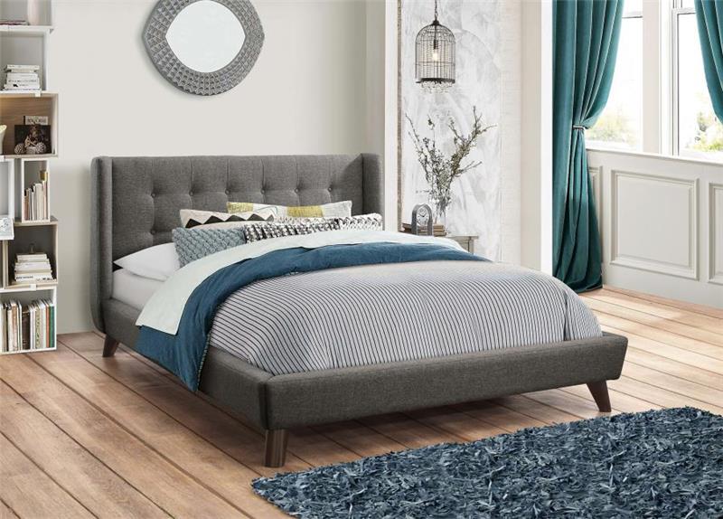 Carrington Button Tufted Queen Bed Grey (301061Q)