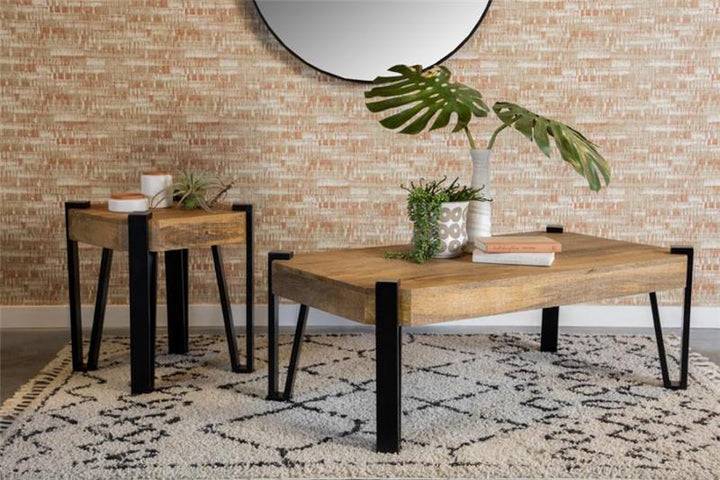 Winston Wooden Square Top End Table Natural and Matte Black (724117)