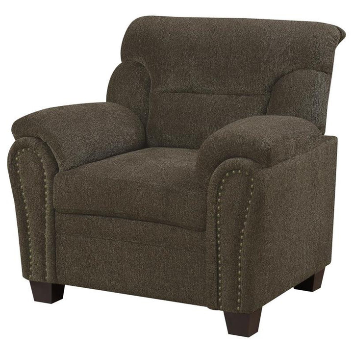 Clementine Upholstered Chair with Nailhead Trim Brown (506573)