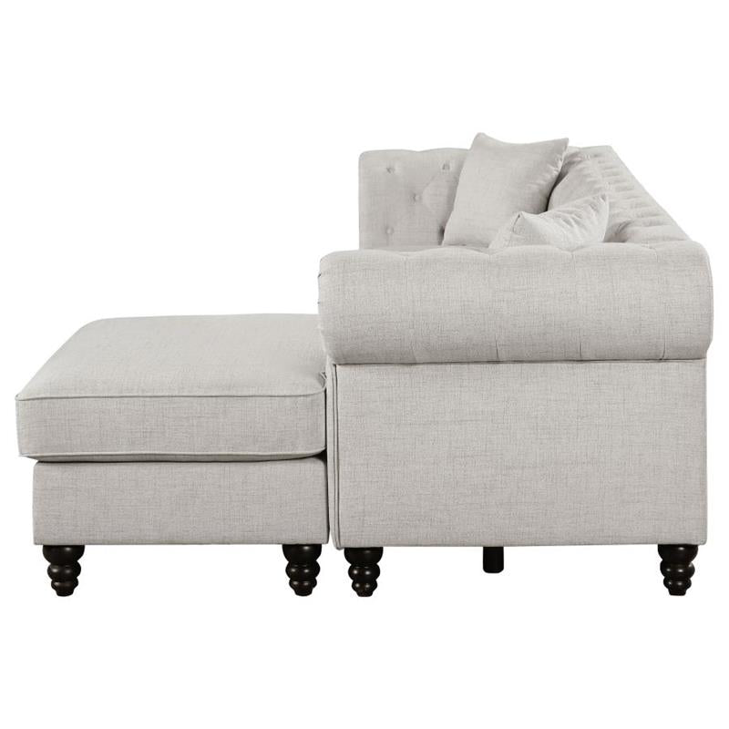 Cecilia Upholstered Tufted Sectional Oatmeal (509457)