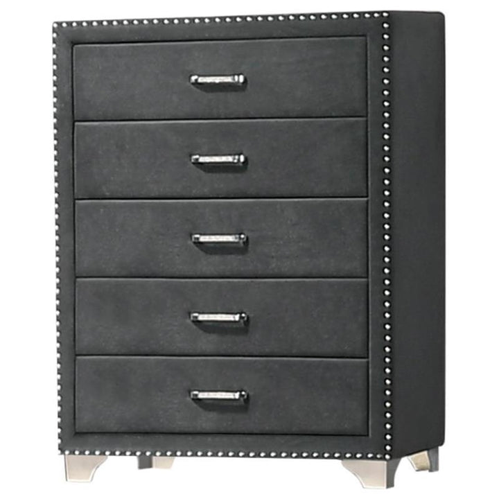 Melody 5-drawer Upholstered Chest Grey (223385)