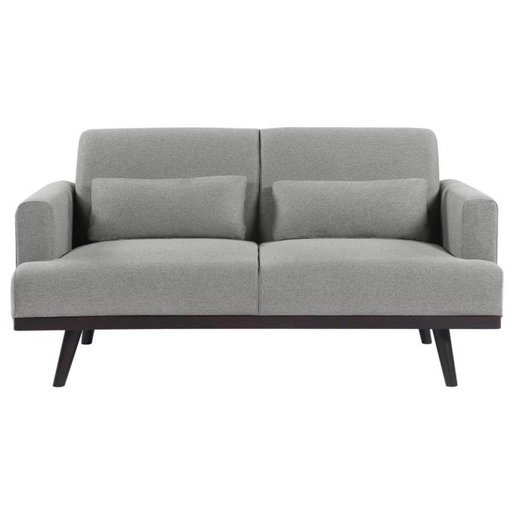 Blake Upholstered Loveseat with Track Arms Sharkskin and Dark Brown (511122)