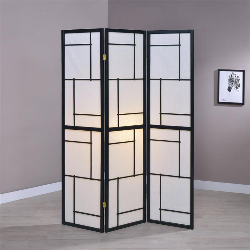 Damis 3-panel Folding Floor Screen Black and White (900102)