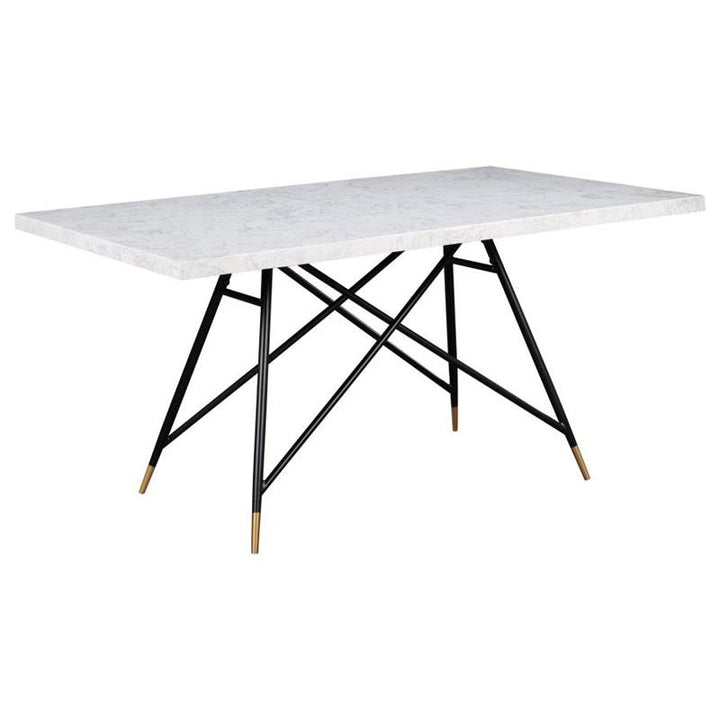 Gabrielle Rectangular Marble Top Dining Table White and Black (190361)