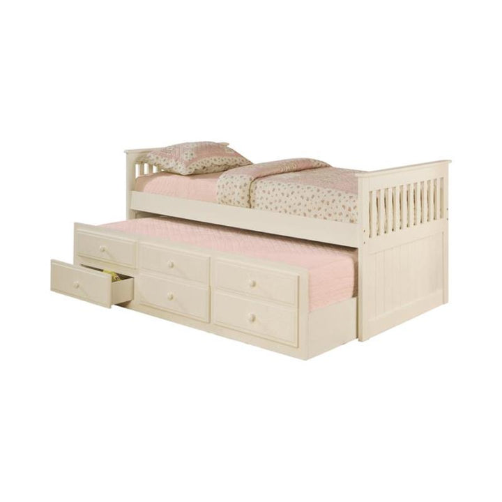 Rochford Twin Captain's Bed with Storage Trundle White (300107)