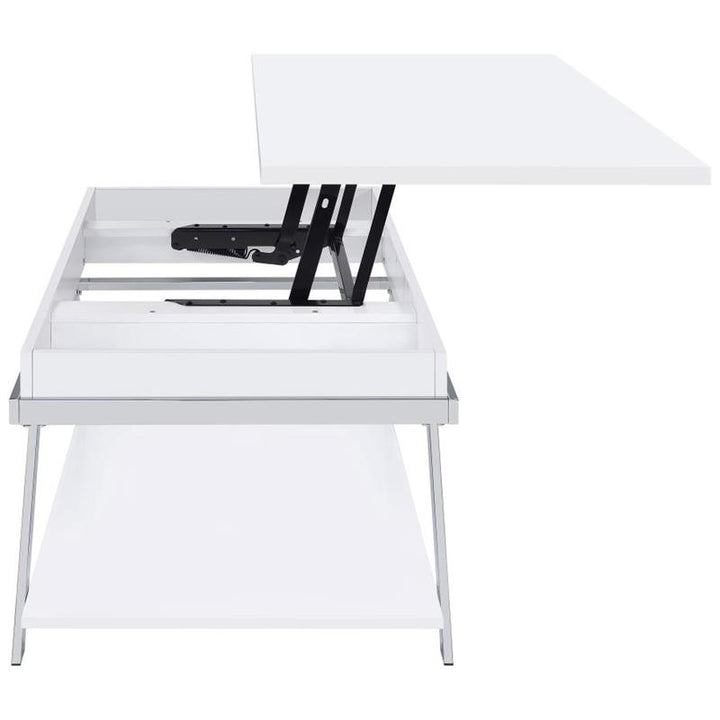 Marcia Wood Rectangular Lift Top Coffee Table White High Gloss and Chrome (708158)