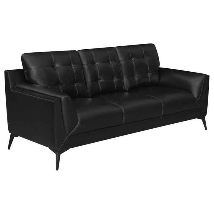 Moira Upholstered Tufted Living Room Set with Track Arms Black (511131-S3)