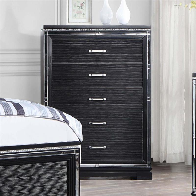 Cappola Rectangular 5-drawer Chest Silver and Black (223365)