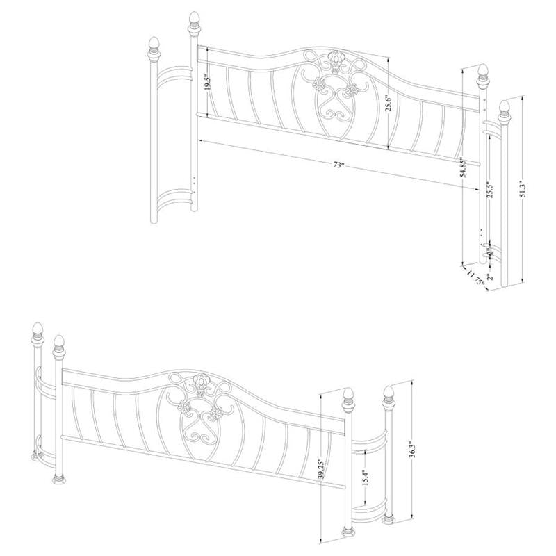 Sydney Eastern King Bed Antique Brushed Gold (300171KE)