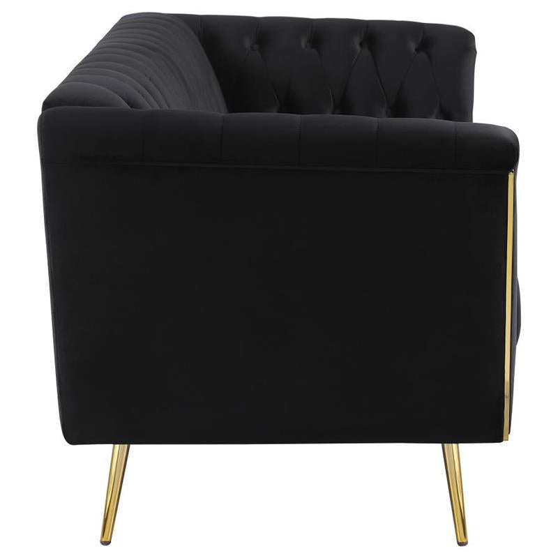 Holly Tuxedo Arm Tufted Back Sofa Black (508441)