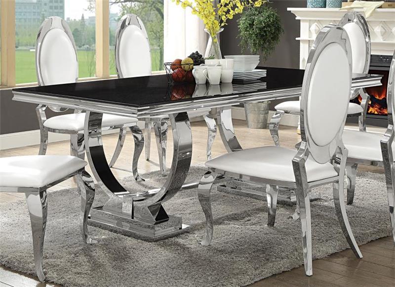 Antoine Rectangular Dining Table Chrome and Black (107871)