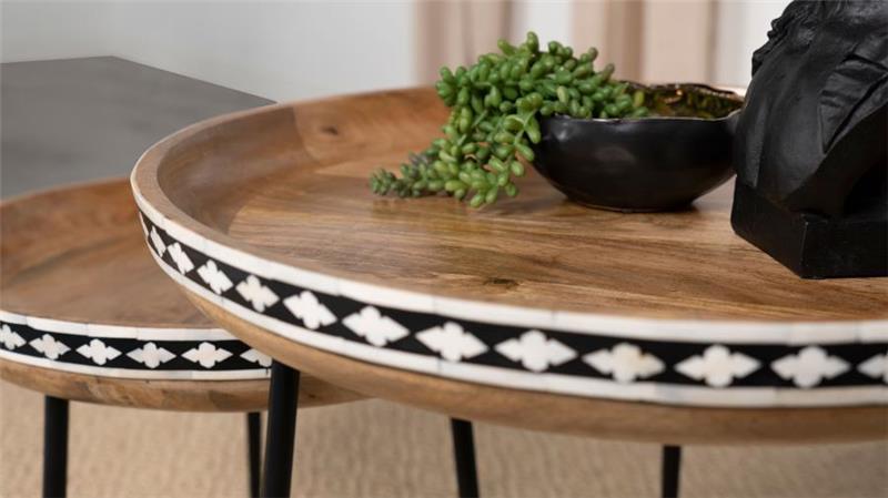 Ollie 2-piece Round Nesting Table Natural and Black (930193)