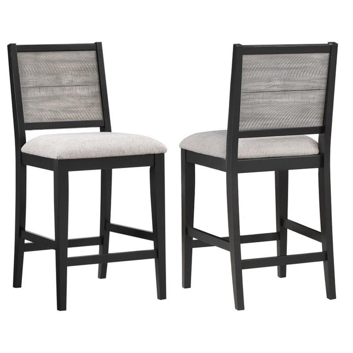 Elodie Upholstered Padded Seat Counter Height Dining Chair Dove Grey and Black (Set of 2) (121229)