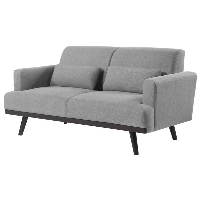 Blake Upholstered Loveseat with Track Arms Sharkskin and Dark Brown (511122)
