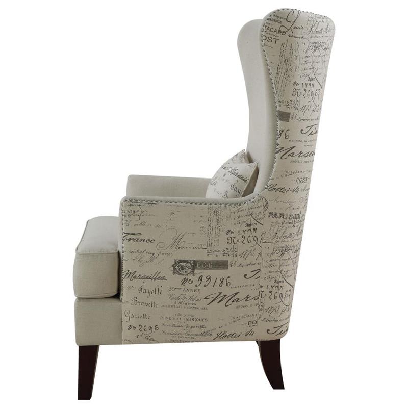 Pippin Curved Arm High Back Accent Chair Cream (904047)