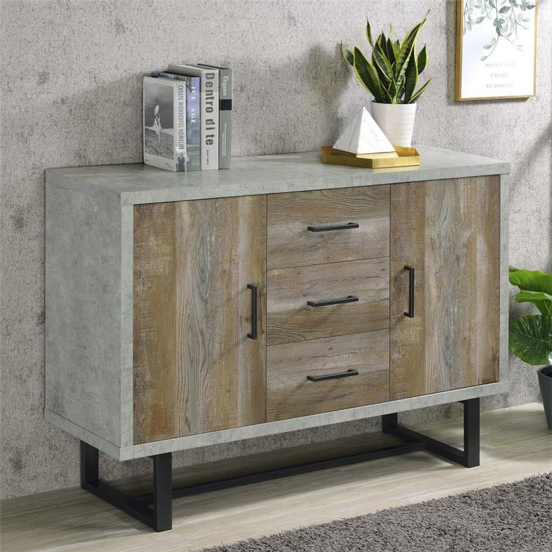 Abelardo 3-drawer Accent Cabinet Weathered Oak and Cement (953565)