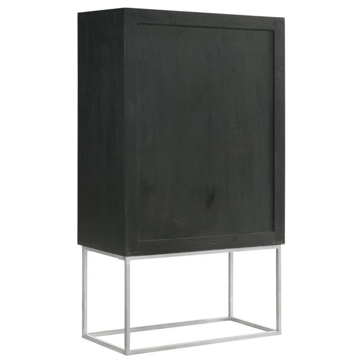 Borman 2-door Bar Cabinet Wine Storage Walnut and Black (950318)