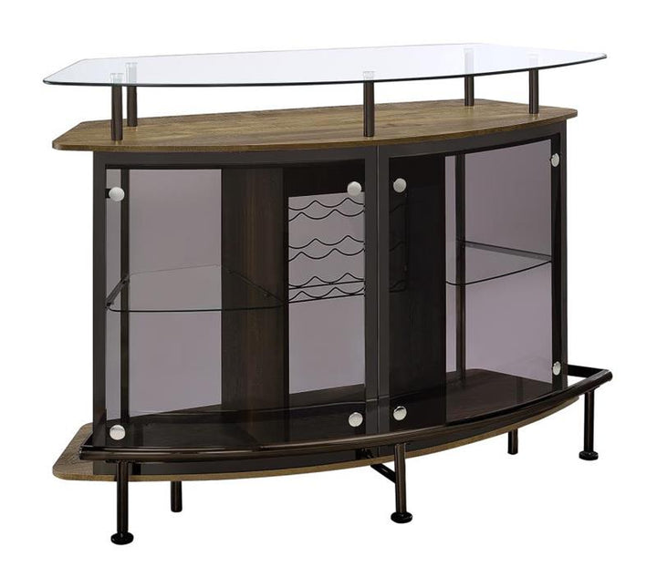 Gideon Crescent Shaped Glass Top Bar Unit with Drawer (182236)