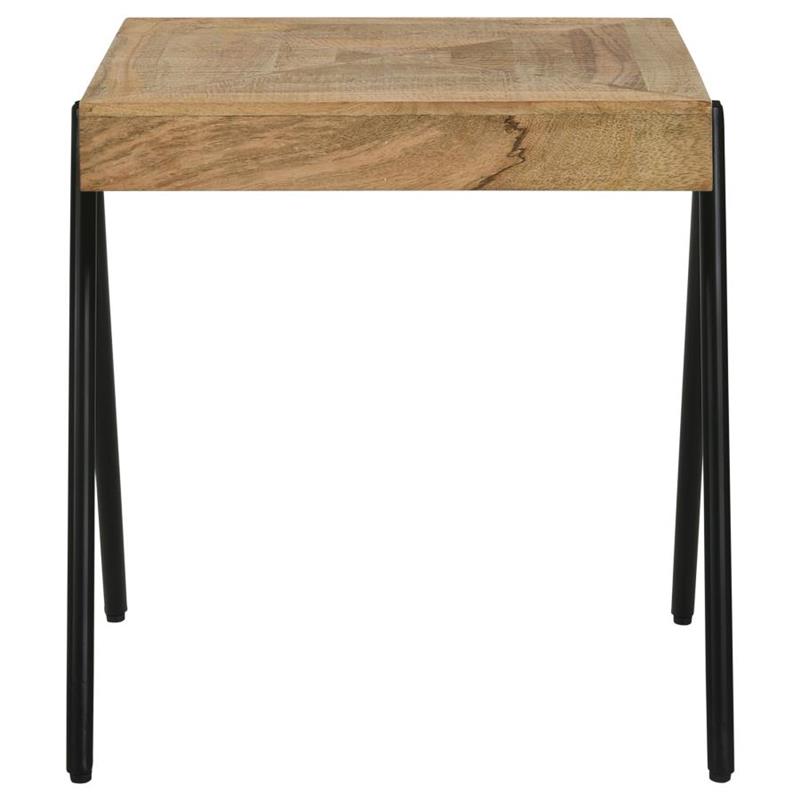 Avery Square End Table with Metal Legs Natural and Black (724317)