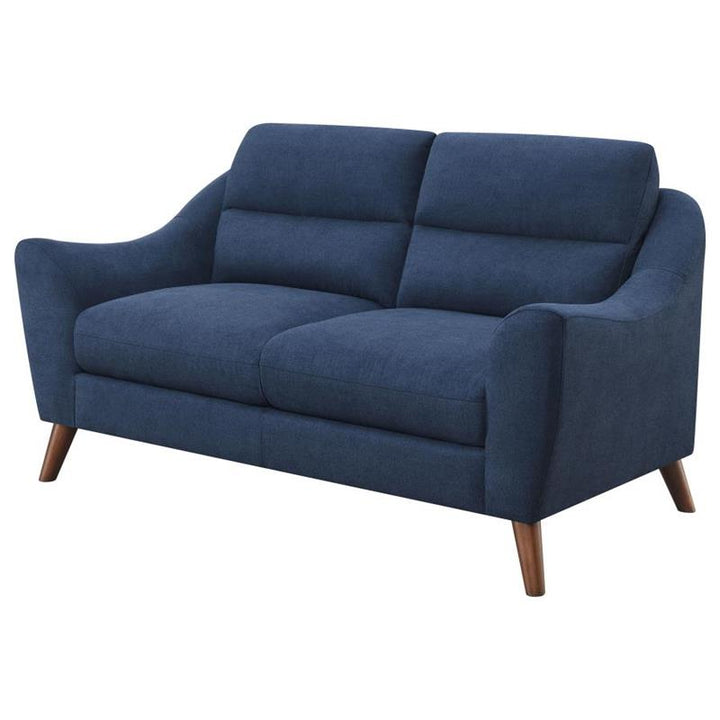 Gano Sloped Arm Upholstered Loveseat Navy Blue (509515)