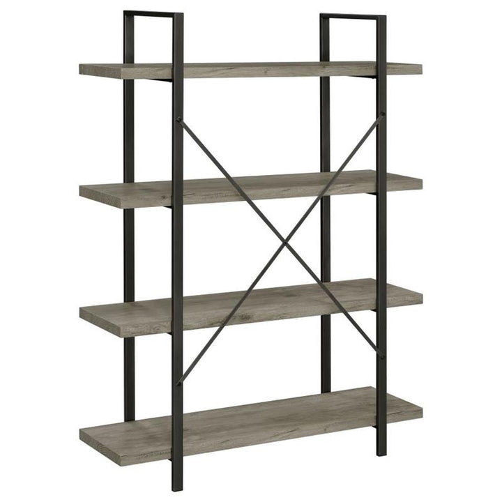Cole 4-Shelf Bookcase Grey Driftwood and Gunmetal (805816)