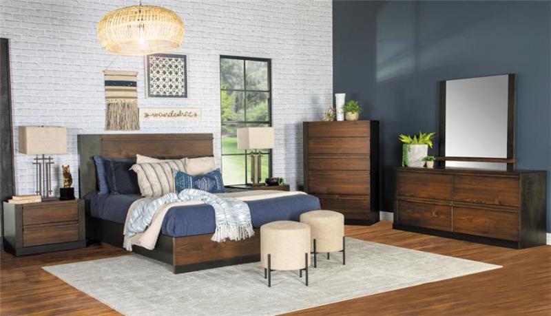 Azalia Rectangular Bed Black and Walnut (224281KW)