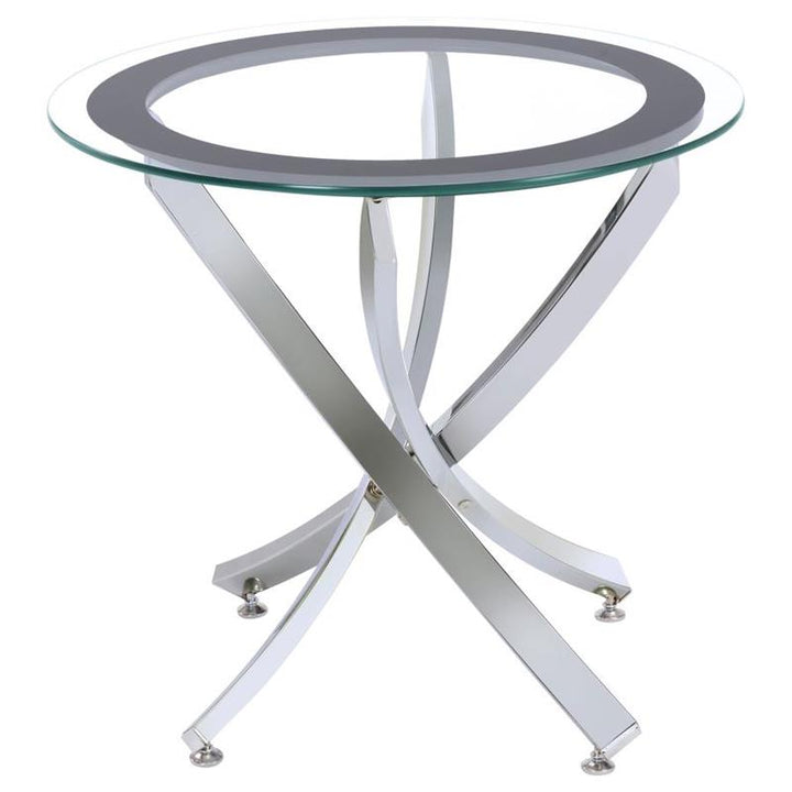 Brooke Glass Top End Table Chrome and Black (702587)