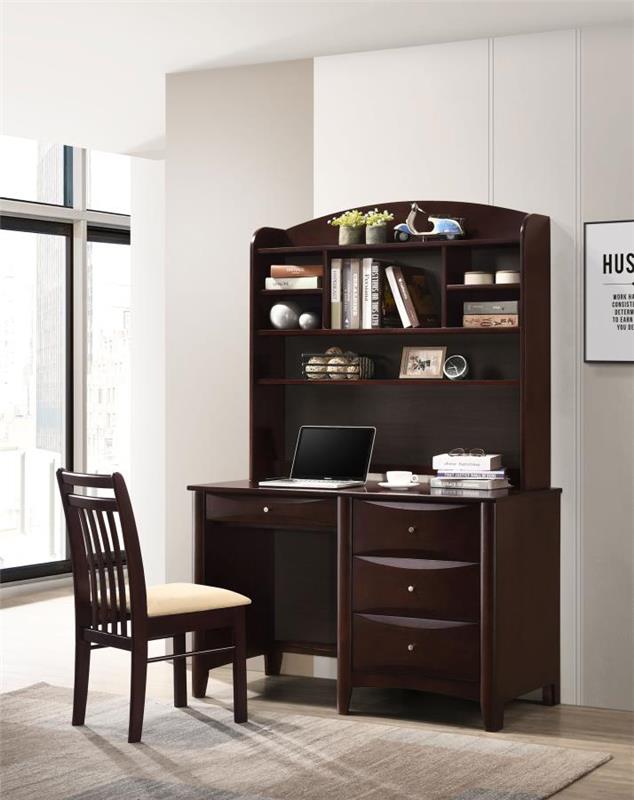 Phoenix Desk Hutch with Shelves Cappuccino (400188)