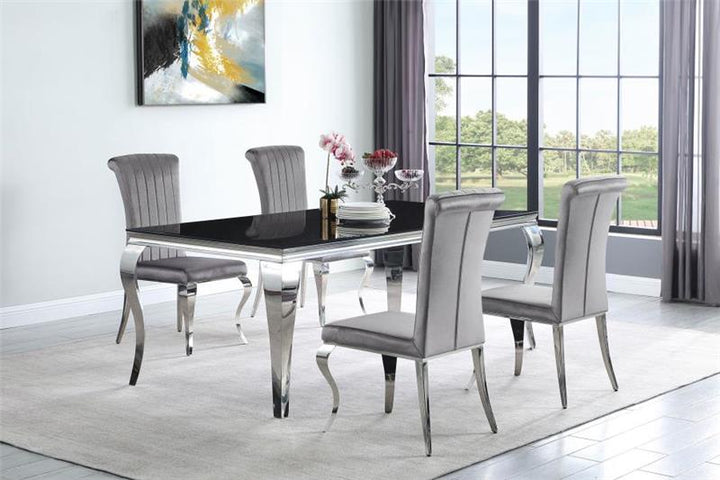 Carone 5-piece 81" Rectangular Dining Set Grey and Chrome (115071-S5G)