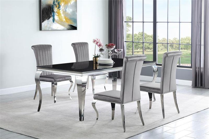 Betty Upholstered Side Chairs Grey and Chrome (Set of 4) (105073)