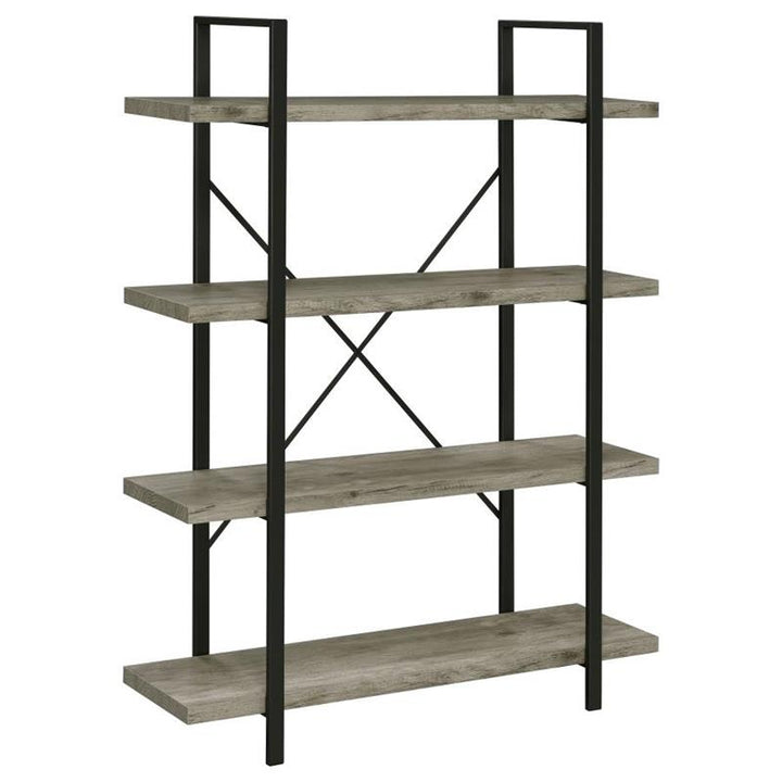 Cole 4-Shelf Bookcase Grey Driftwood and Gunmetal (805816)