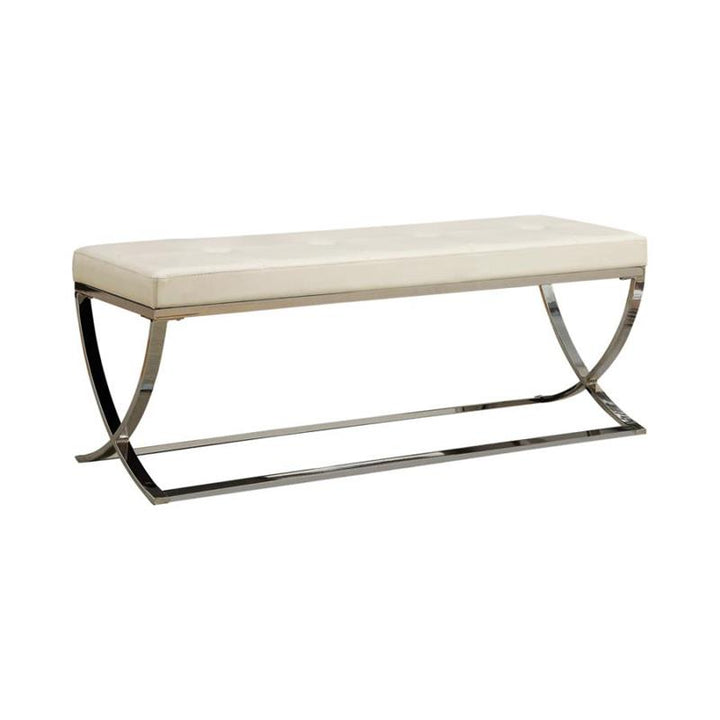 Walton Bench with Metal Base White and Chrome (501157)