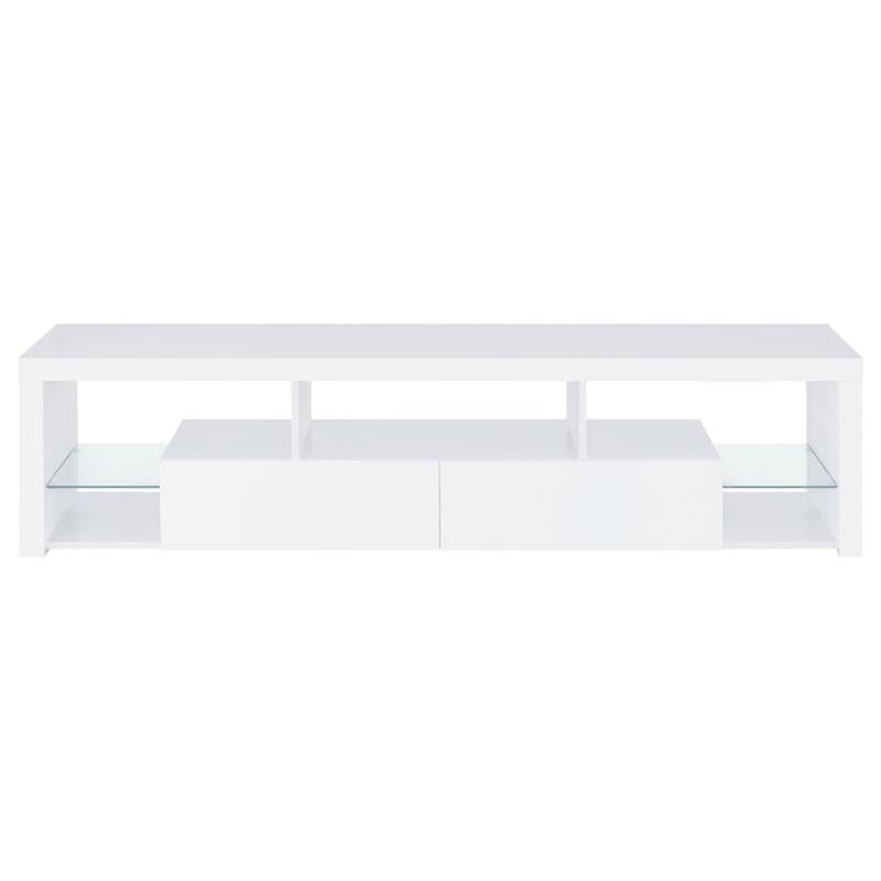 Jude 2-drawer 71" TV Stand With Shelving White High Gloss (704251)