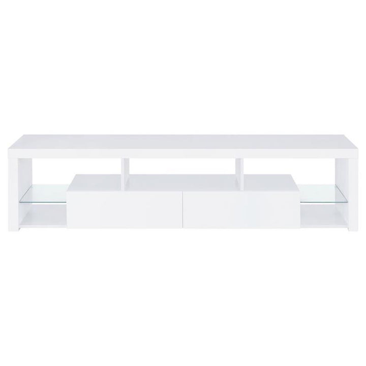 Jude 2-drawer 71" TV Stand With Shelving White High Gloss (704251)