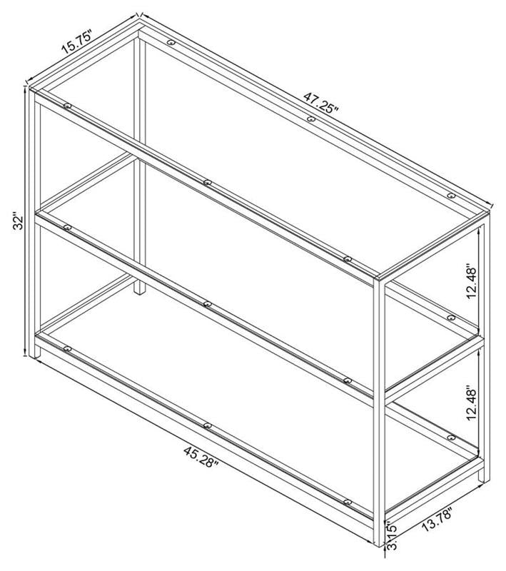 Trini Sofa Table with Glass Shelf Black Nickel (720229)