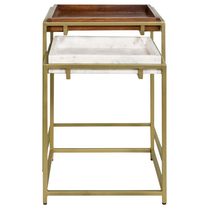 Bolden 2-Piece Square Nesting Table With Recessed Top Gold (936172)