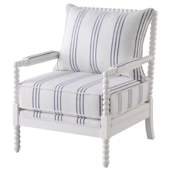 Blanchett Upholstered Accent Chair with Spindle Accent White and Navy (903835)