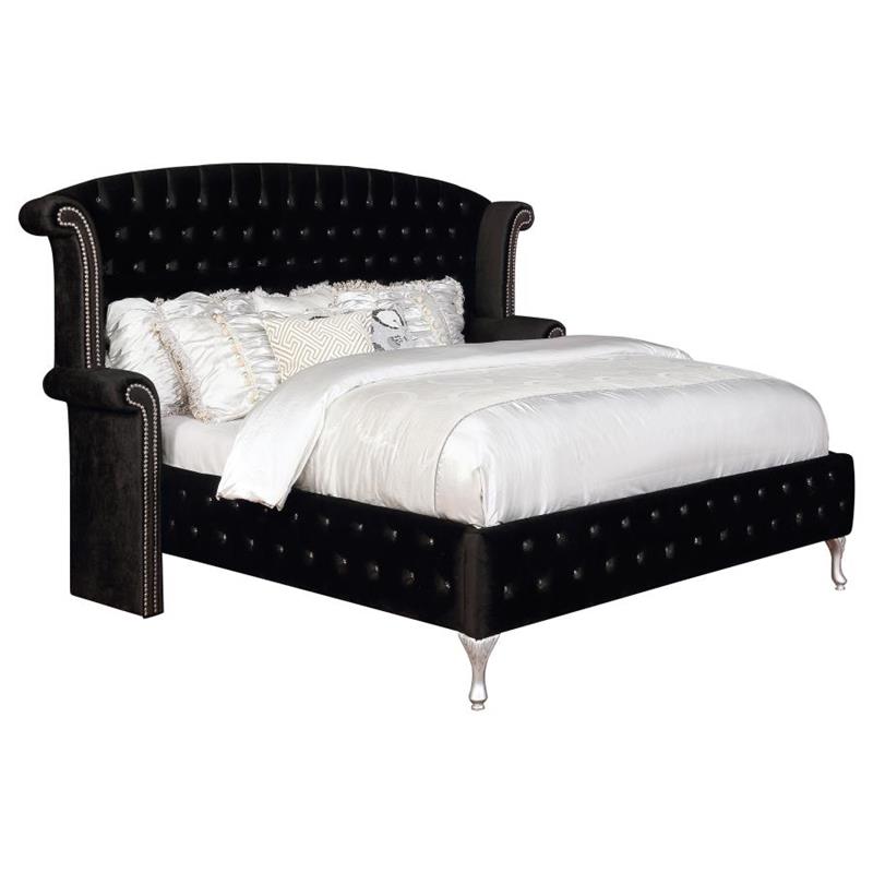Deanna Eastern King Tufted Upholstered Bed Black (206101KE)