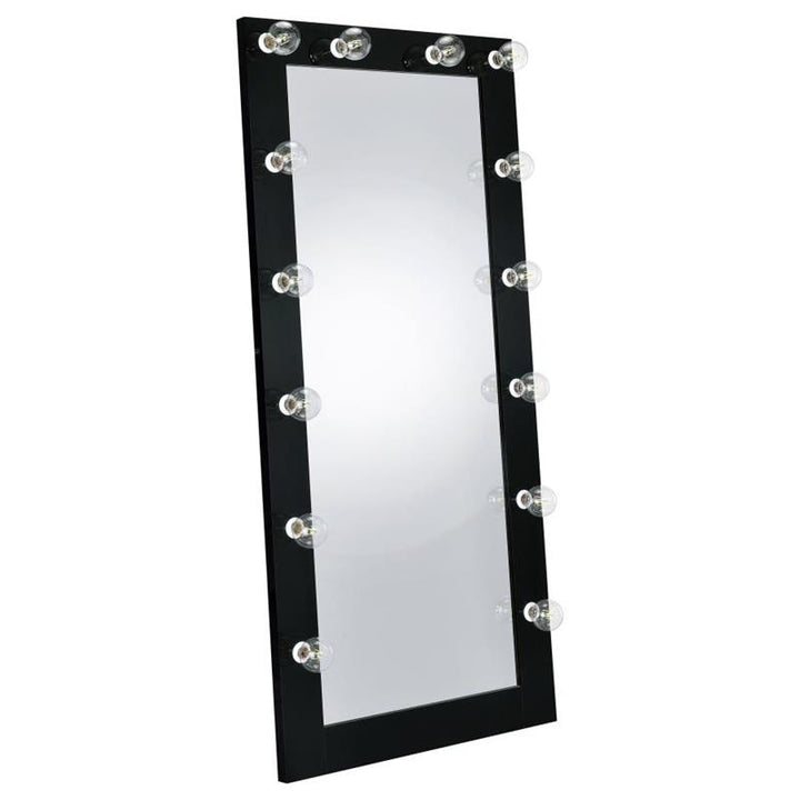 Zayan Full Length Floor Mirror With Lighting Black High Gloss (969557)