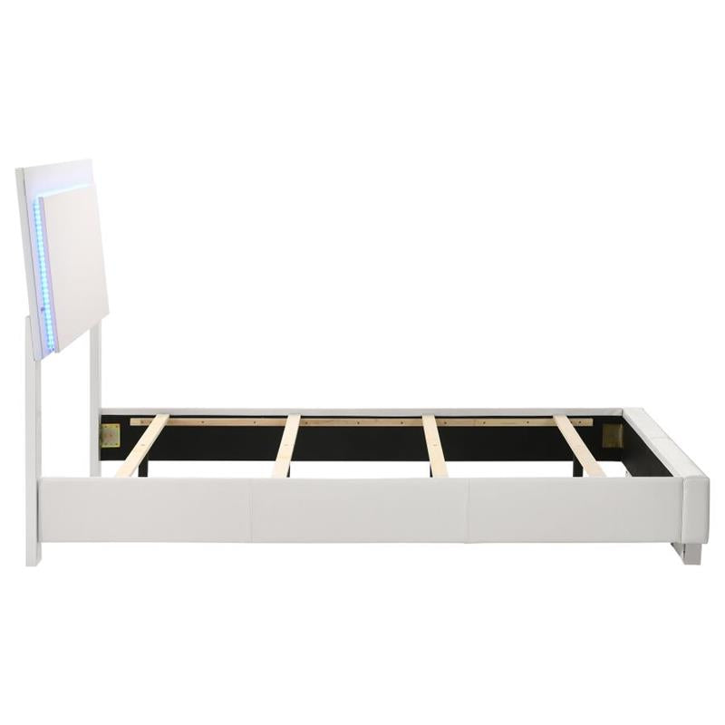 Felicity Twin Panel Bed with LED Lighting Glossy White (203500T)