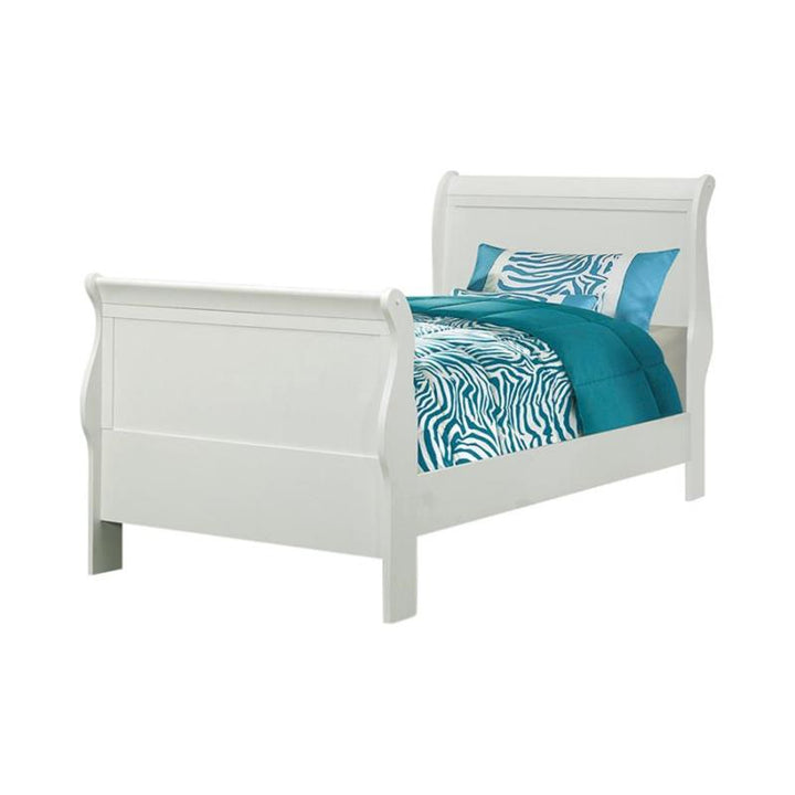 Louis Philippe Twin Sleigh Panel Bed White (204691T)