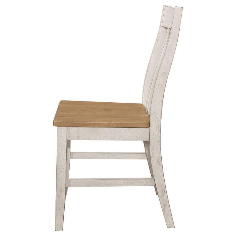 Kirby Slat Back Side Chair (Set of 2) Natural and Rustic Off White (192692)