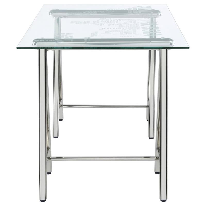 Patton World Map Writing Desk Nickel and Printed Clear (801504)