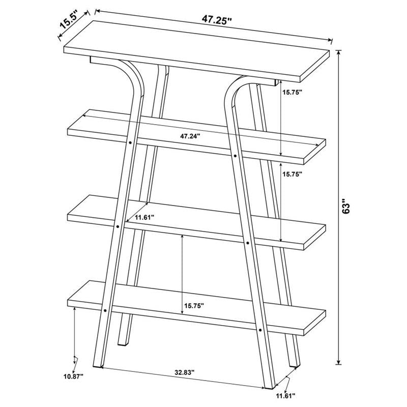 Tatum 4-tier Rectangular Bookcase Cement and Gunmetal (805893)
