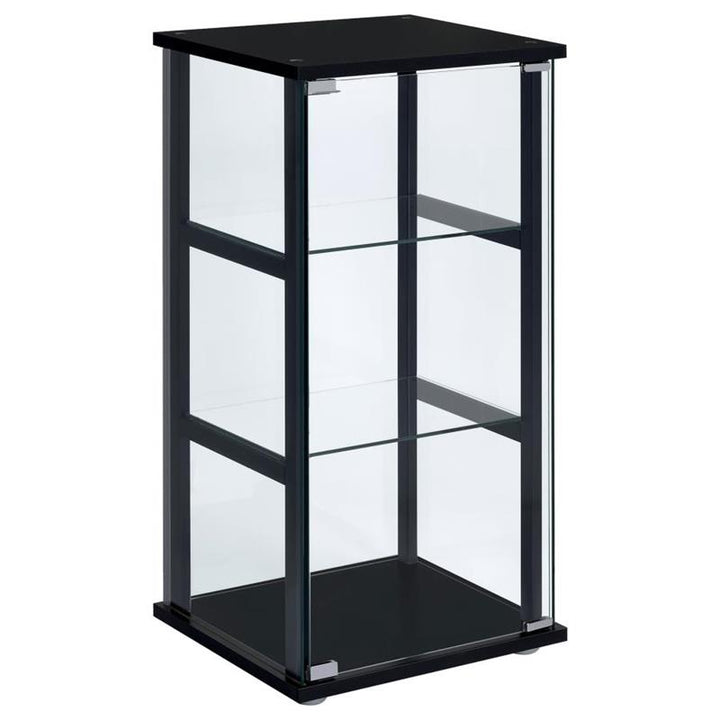 Cyclamen 3-shelf Glass Curio Cabinet Black and Clear (950179)