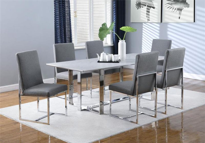 Annika 7-piece Rectangular Dining Set White and Chrome (109401-S7)