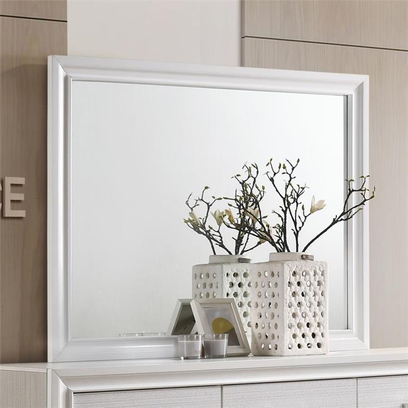 Miranda Rectangular Dresser Mirror White (205114)